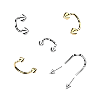 Titanium Threadless U Hoop with Spike End, Gold