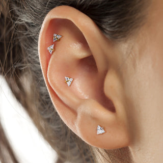 Gold Triangle CZ Flatback Stud (16g)