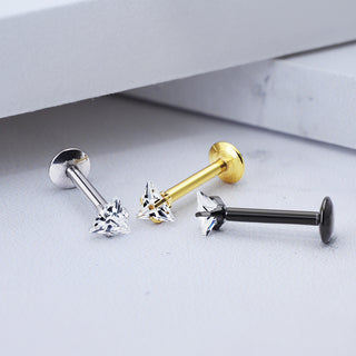 Gold Triangle CZ Flatback Stud (16g)