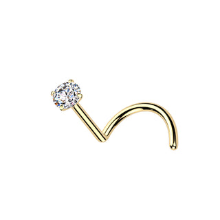 Titanium Moissanite Nose Screw - 24ct Gold Plated