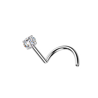 Titanium Moissanite Nose Screw - Silver