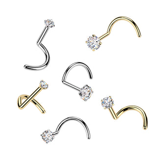 Titanium Moissanite Nose Screw - Silver