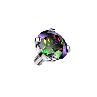 Titanium Claw Set CZ End Pieces, Internally Threaded