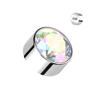 Titanium CZ Bezel Set Tops, Internally Threaded