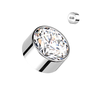 Titanium CZ Bezel Set Tops, Internally Threaded