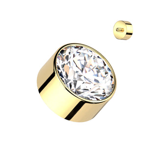 Titanium CZ Bezel Set Tops, Internally Threaded