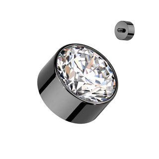 Titanium CZ Bezel Set Tops, Internally Threaded