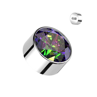 Titanium CZ Bezel Set Tops, Internally Threaded