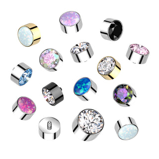 Titanium CZ Bezel Set Tops, Internally Threaded