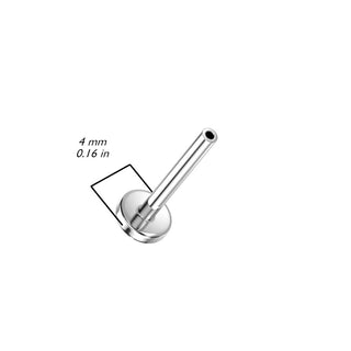 Threadless Titanium Flatback Stud Base - Silver