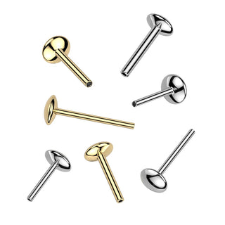 Threadless Titanium Convex Flatback Stud Base - Silver