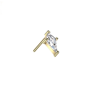 14ct Gold Spear Head CZ Threadless Top