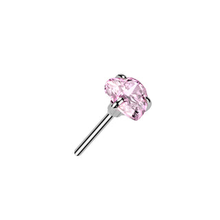 Pink Heart CZ Titanium Push Fit Top