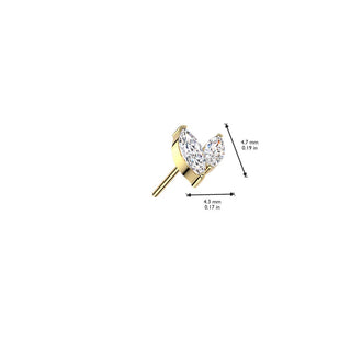 Titanium CZ Leaf Push Fit Top