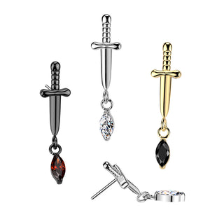 Black Dagger & Marquise CZ Push Fit Top