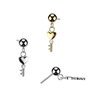 Titanium Heart Key Push Fit Top
