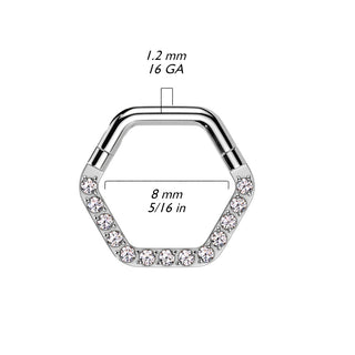 Gold Hexagonal Stone Set Steel Segment Ring (16g)