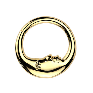 Gold Moon Face Hinged Segment Ring (16g)