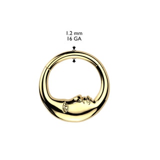 Gold Moon Face Hinged Segment Ring (16g)