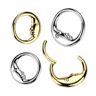 Moon Face Hinged Segment Ring (16g)