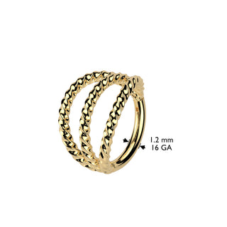 Gold Triple Braided Hinged Segment Ring (16g)