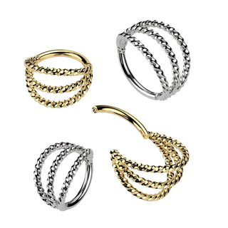 Gold Triple Braided Hinged Segment Ring (16g)