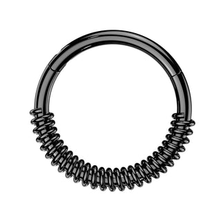 Black Half Coil Hinged Segment Ring (16g)