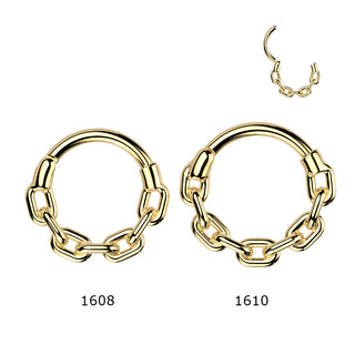 Gold Chain Link Hinged Segment Ring (16g)