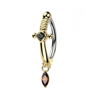 Gold Dagger Navel Barbell (14g)