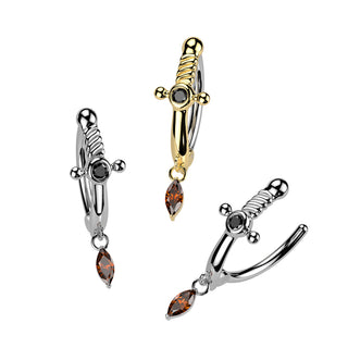 Gold Dagger Navel Barbell (14g)