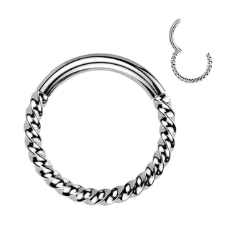 Silver Twist Titanium Segment Ring (16g)
