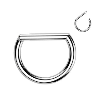 Silver Titanium D-Shape Hinged Segment Ring (16g)