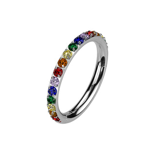 Rainbow Stone Titanium Hinged Segment Ring (16g)