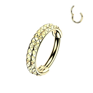 Titanium Double Pyramid Cut Hinged Segment Hoop Ring