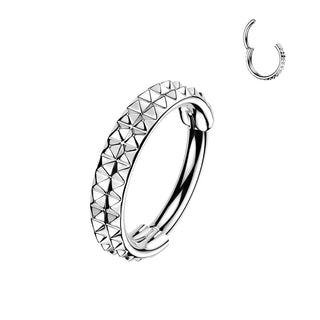 Titanium Double Pyramid Cut Hinged Segment Hoop Ring