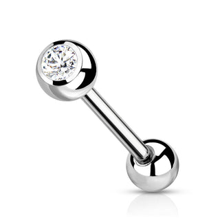 Titanium CZ Barbell for Tongue & More (16g-14g)