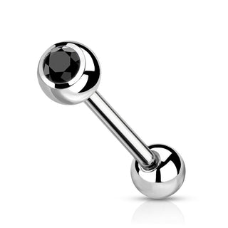 Black CZ Titanium Tongue Barbell (14g)