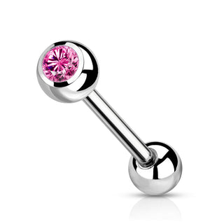 Pink CZ Titanium Tongue Barbell (14g)