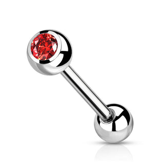 Red CZ Titanium Tongue Barbell (14g)