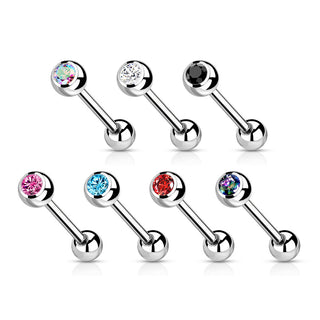 Titanium CZ Barbell for Tongue & More (16g-14g)