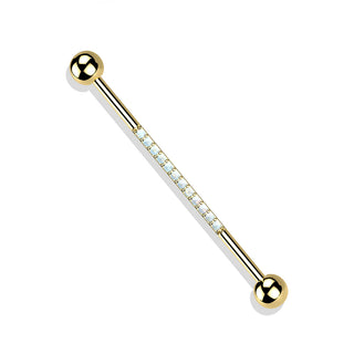 Gold Opal Titanium Industrial Barbell (14g)