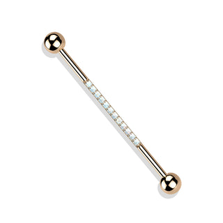 Rose Gold Opal Titanium Industrial Barbell (14g)