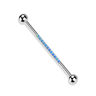 Blue Opal Titanium Industrial Barbell (14g)