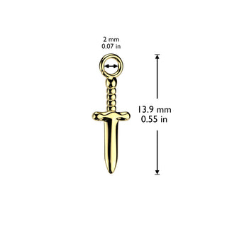 Dagger Charm - Gold Titanium