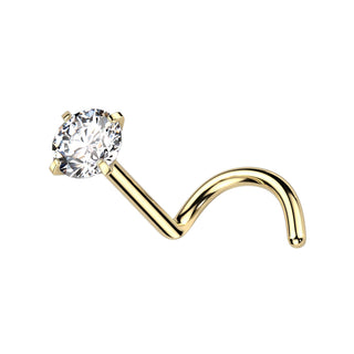 Gold Titanium Claw Set CZ Nose Screw (20g-18g)