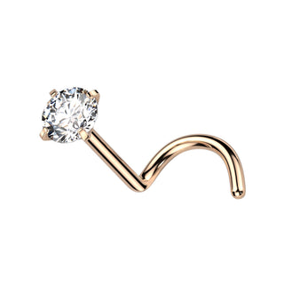 Rose Gold Titanium Claw Set CZ Nose Screw (20g-18g)