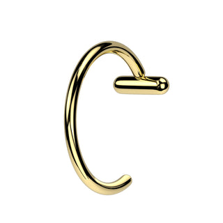 Gold Titanium Nose Hoop with Stopper (20g-18g)