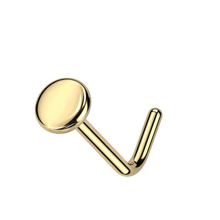 Gold Titanium Disc L Bend Nose Stud (20g-18g)