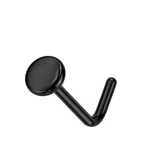 Black Titanium Disc L Bend Nose Stud (20g-18g)