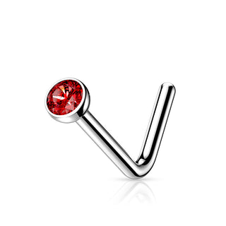 Titanium Red CZ L Bend Nose Stud (20g)